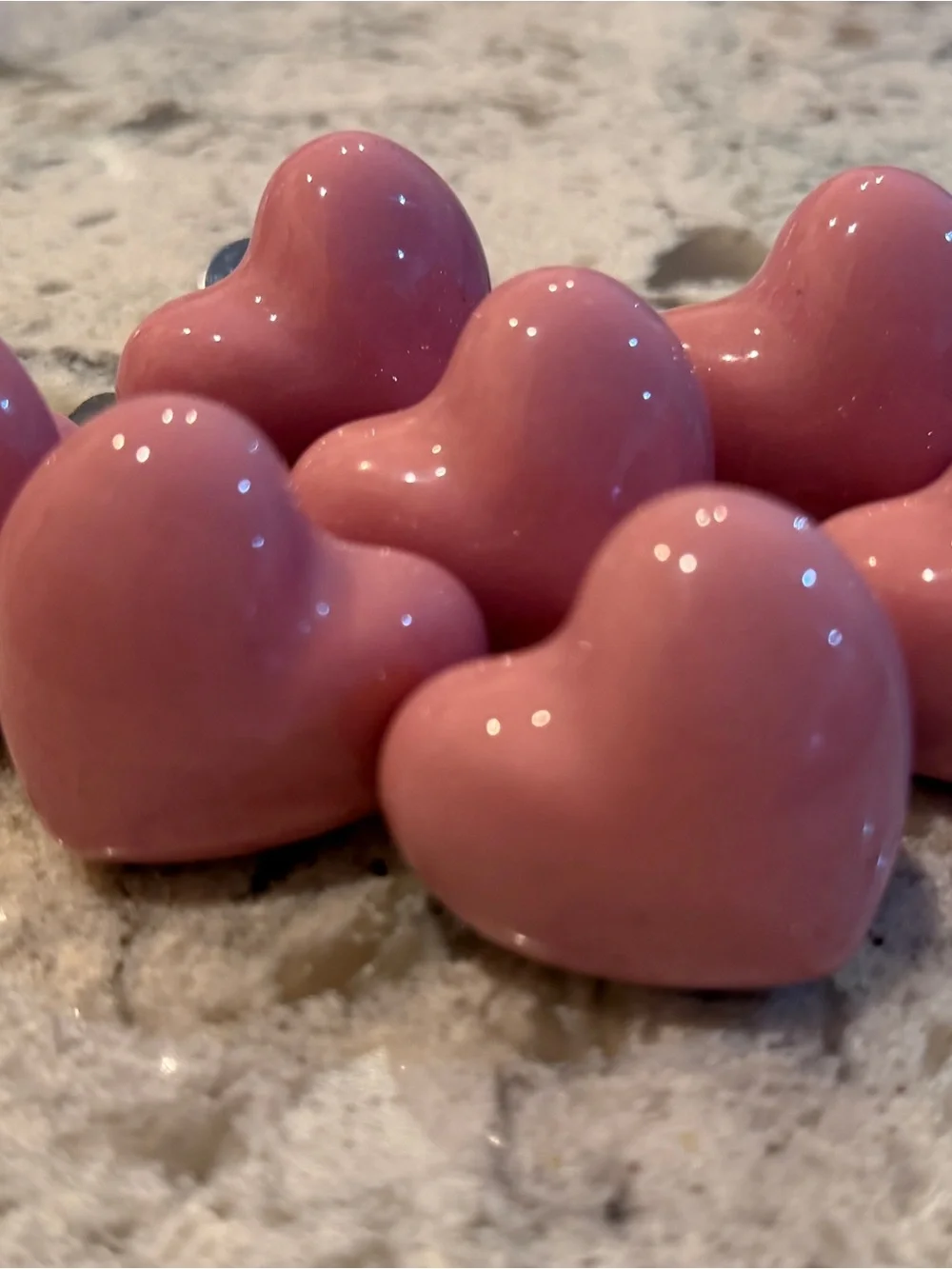 Set of 8 Pink Heart Knobs